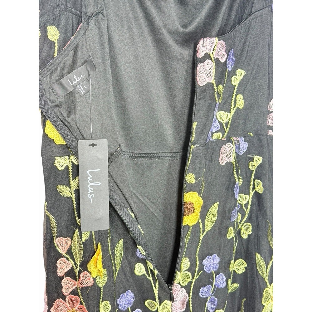 Lulus 3D Colorful Floral Embroidered Tie-Strap Thriving Poise Maxi Dress Size L - Picture 9 of 16